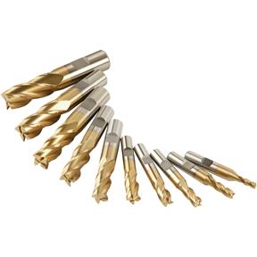 10 pc. 4 Flute TiN End Mill Set