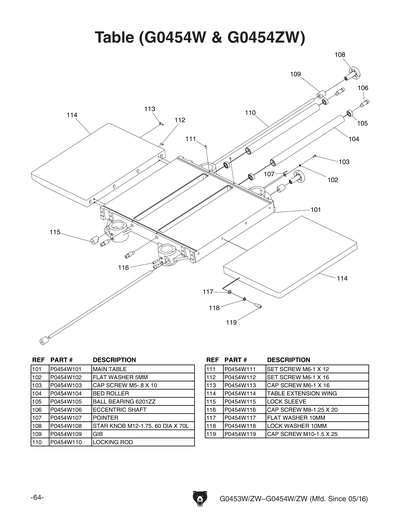 Part Diagram for G0454W