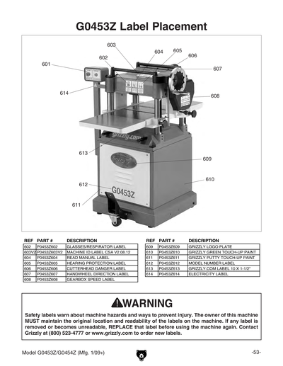 Part Diagram for G0454Z