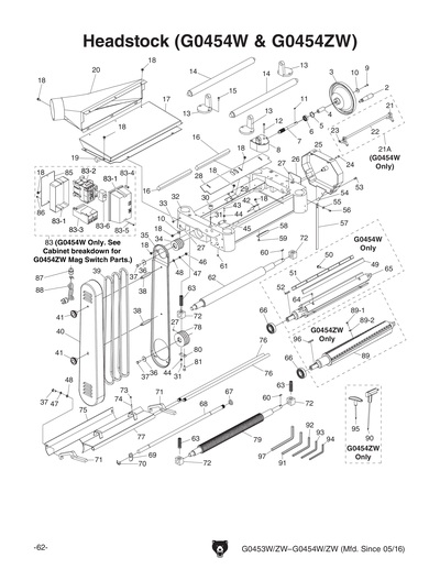 Parts for G0454ZW 20