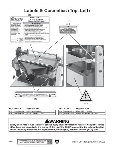Parts for G0454ZX 20