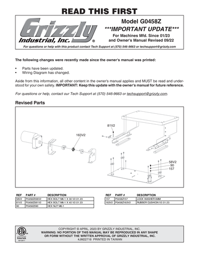 Part Diagram for G0458Z