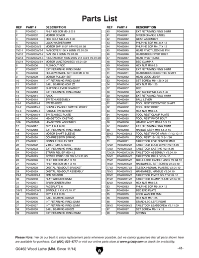 Part Diagram for G0462
