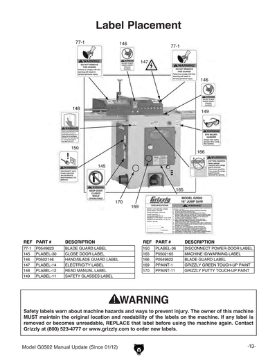 Part Diagram for G0502