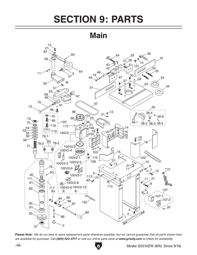 Part Diagram for G0510ZW
