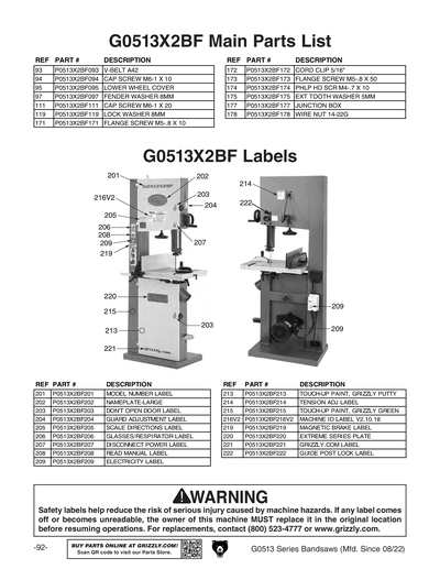 Part Diagram for G0513