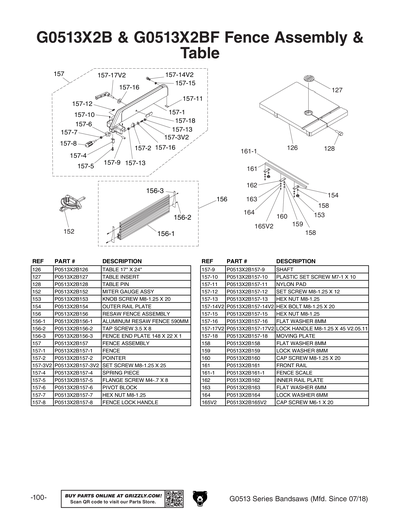 Parts for G0513ANV 17