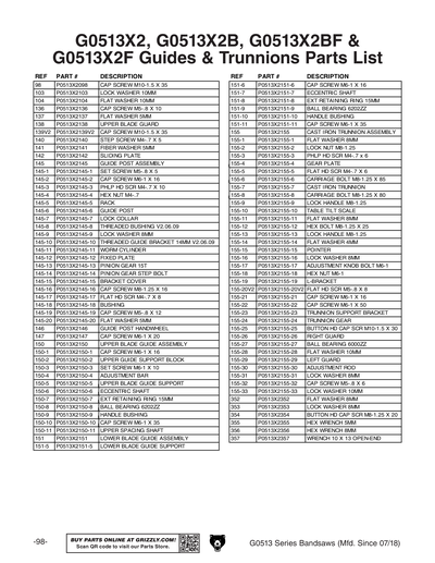 Part Diagram for G0513X2B