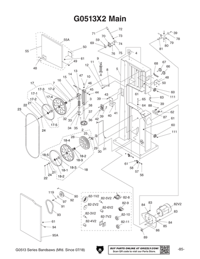Part Diagram for G0513X2F