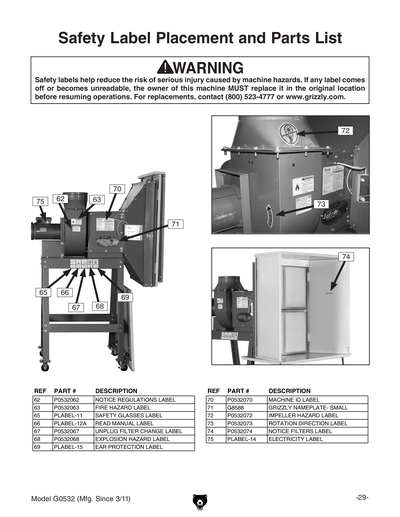 Part Diagram for G0532