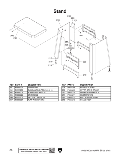 Part Diagram for G0555