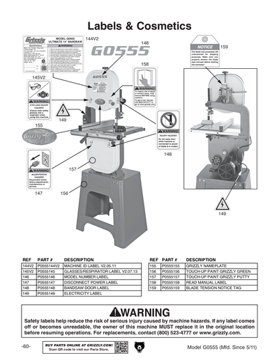 Part Diagram for G0555