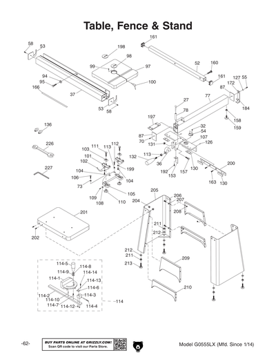 Parts for G0555LX 14
