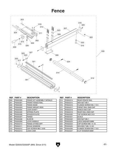 Part Diagram for G0555P