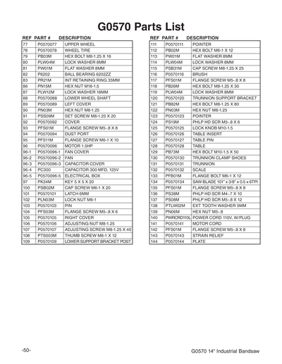 Part Diagram for G0570