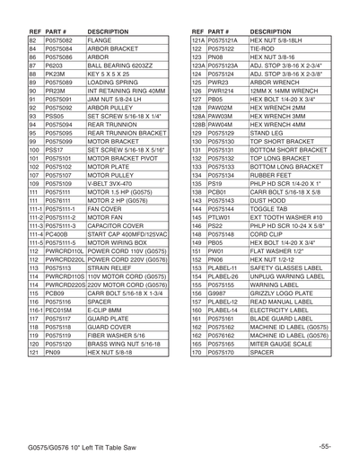 Part Diagram for G0575