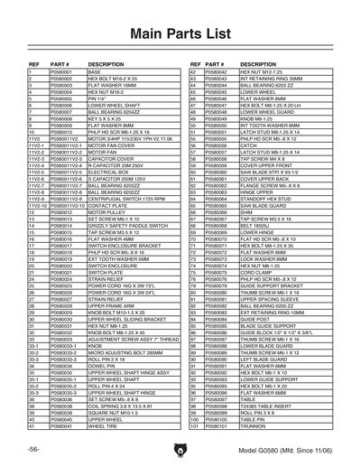 Part Diagram for G0580