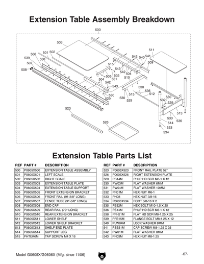 Part Diagram for G0606X