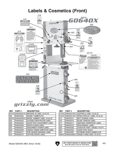 Part Diagram for G0640X