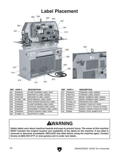 Part Diagram for G0646