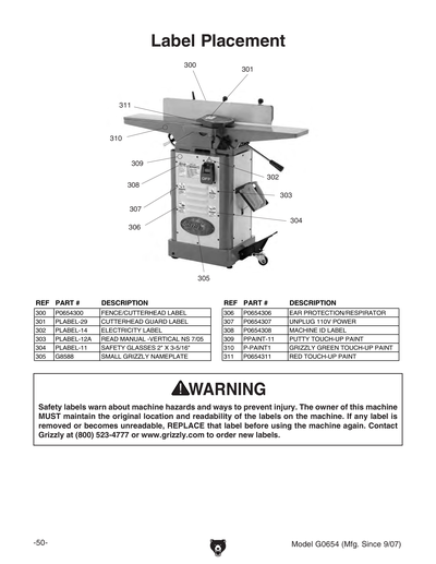 Part Diagram for G0654