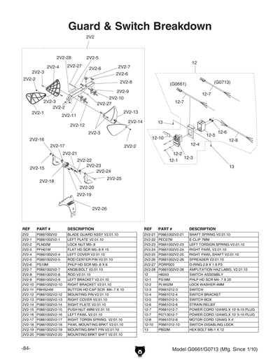 Part Diagram for G0661