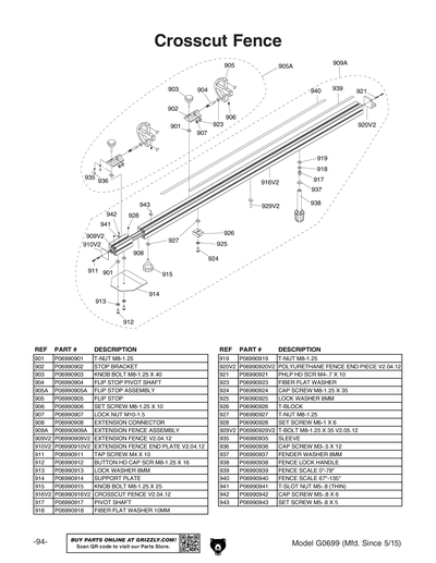 Part Diagram for G0699