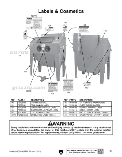 Part Diagram for G0708