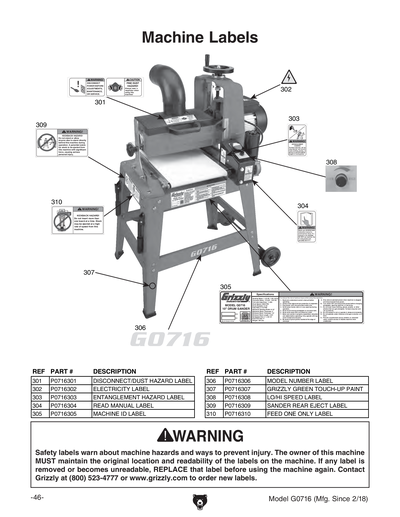 Part Diagram for G0716