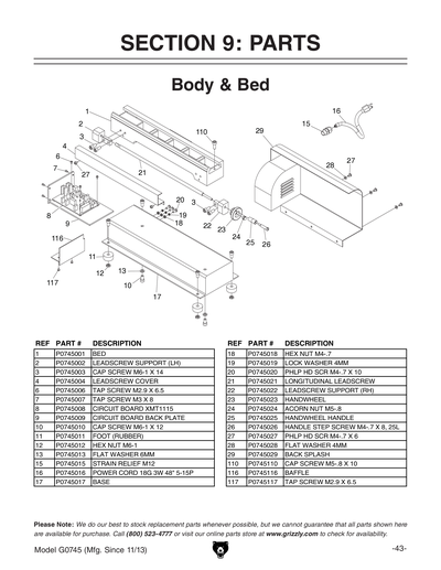Part Diagram for G0745