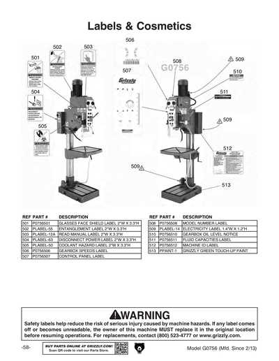 Part Diagram for G0756