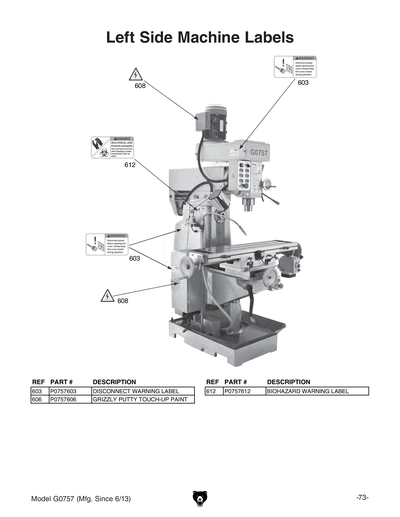 Part Diagram for G0757