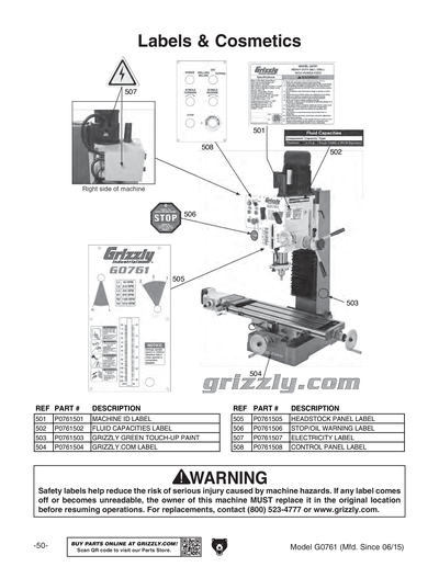 JGページ Parts for G0761 10