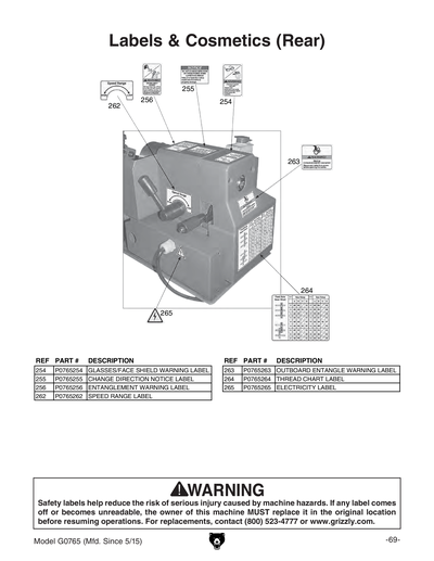 Part Diagram for G0765
