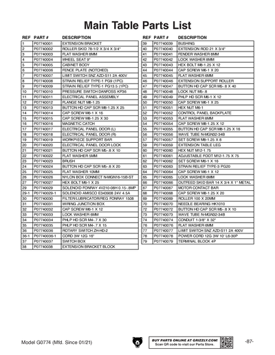 Part Diagram for G0774
