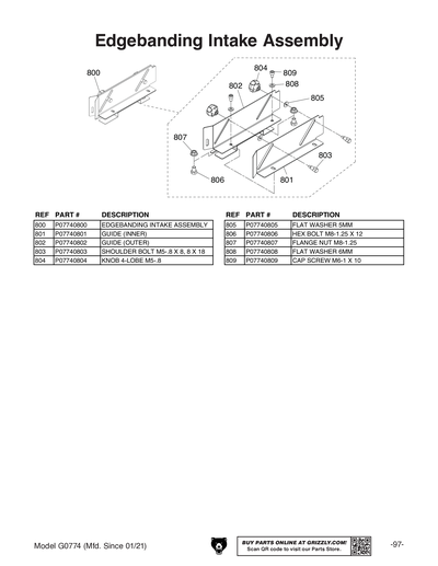Part Diagram for G0774