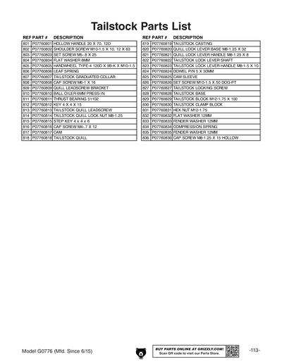 Part Diagram for G0776