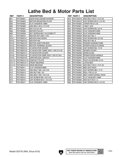 Part Diagram for G0776