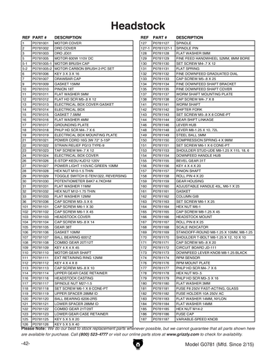 Part Diagram for G0781