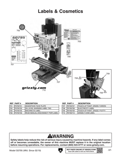 Part Diagram for G0795