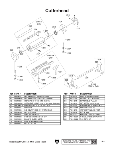 Part Diagram for G0814