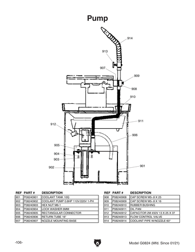 Part Diagram for G0824