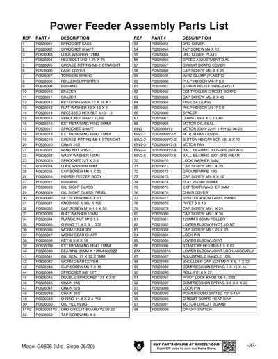 Part Diagram for G0826