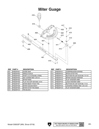 Part Diagram for G0833P