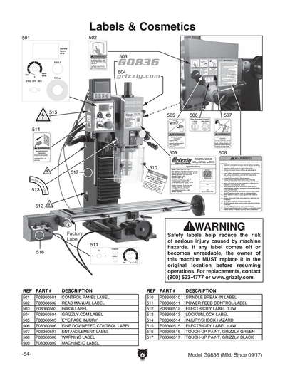 Part Diagram for G0836