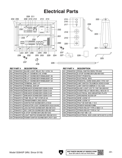 Part Diagram for G0845P