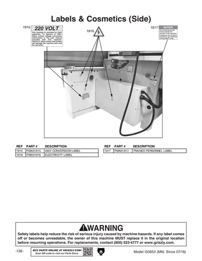 Part Diagram for G0853