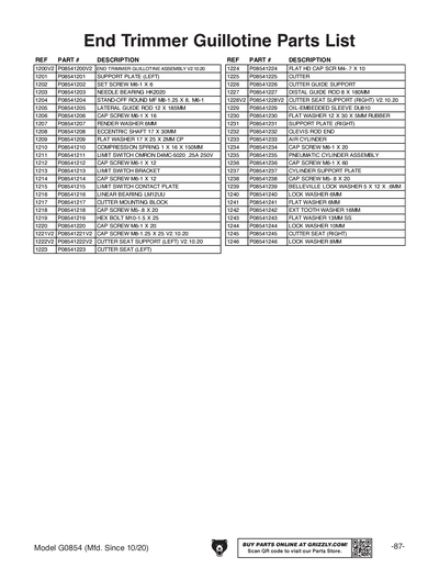 Part Diagram for G0854