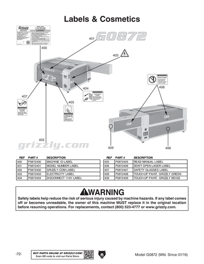 Part Diagram for G0872