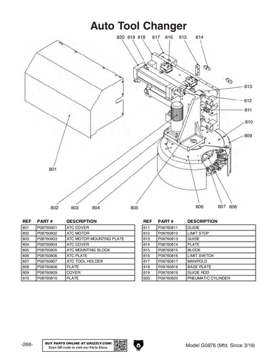 Parts for G0876 8
